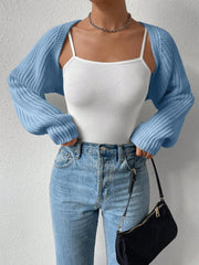 Honey Open Front Long Sleeve Cropped Cardigan - Trendsi