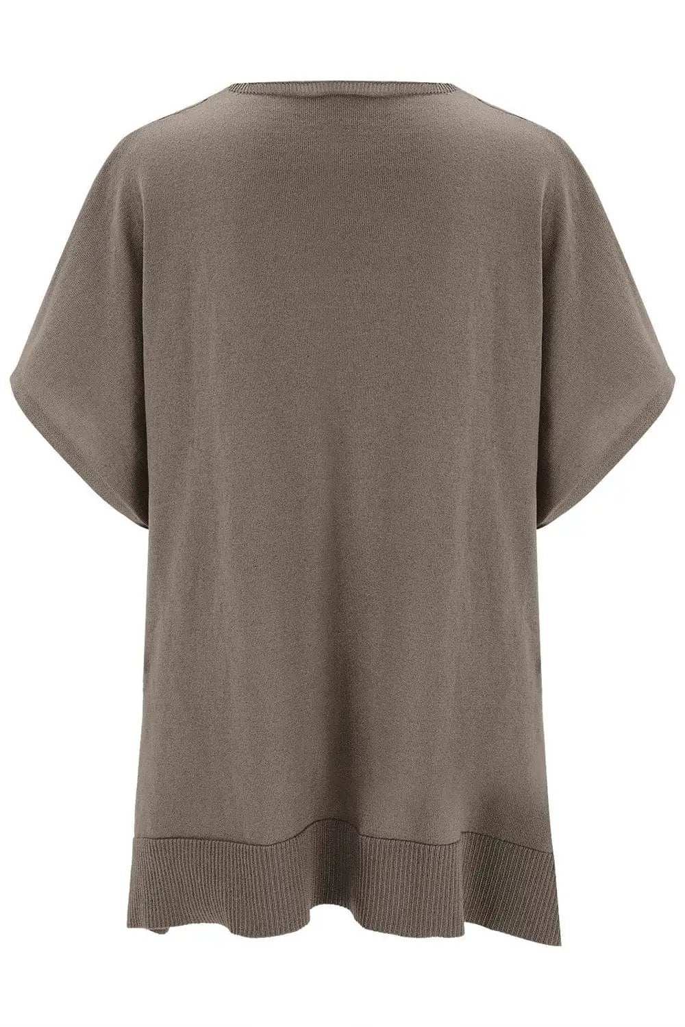 Slit V-Neck Half Sleeve Knit Top - Trendsi - Flyclothing LLC