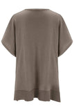 Slit V-Neck Half Sleeve Knit Top - Trendsi - Flyclothing LLC