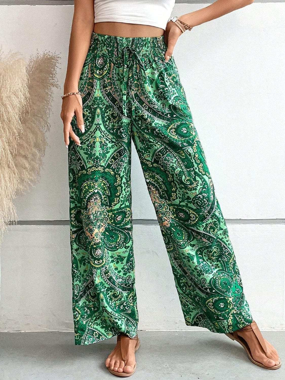 Printed Wide Leg Pants - Trendsi - Flyclothing LLC