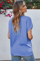 V-Neck Short Sleeve T-Shirt - Trendsi - Flyclothing LLC