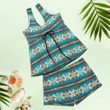 Baha Ranch Teal Aztec Tankini & Boy Shorts Swim Set - Baha Ranch Western Wear - Flyclothing LLC