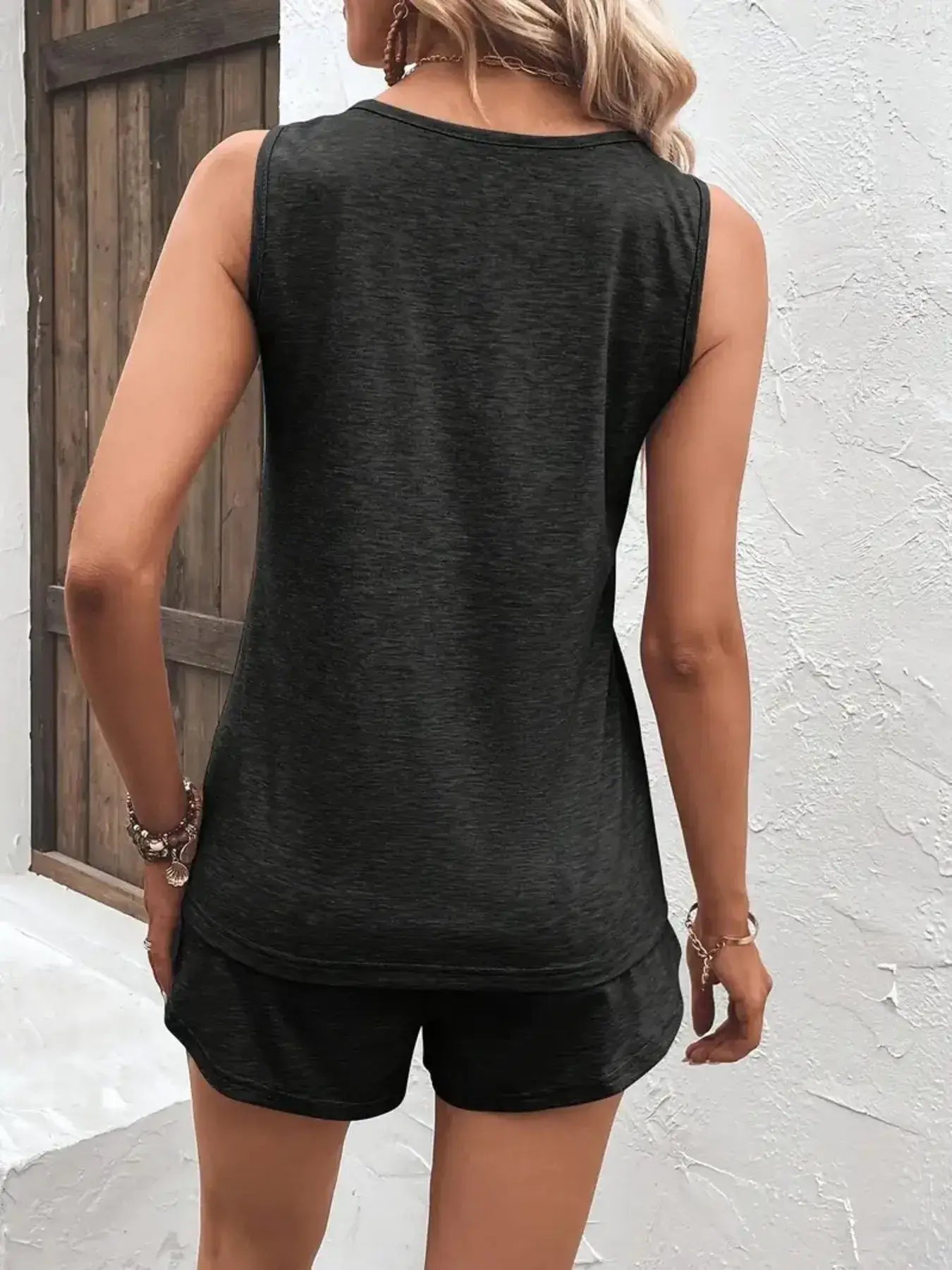Casual Wide Strap Tank Top and Shorts Set - Trendsi - Flyclothing LLC