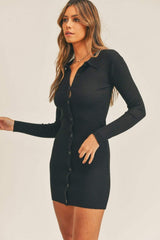 Mable Button Up Ribbed Mini Shirt Dress - Trendsi - Flyclothing LLC