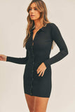Mable Button Up Ribbed Mini Shirt Dress - Trendsi - Flyclothing LLC