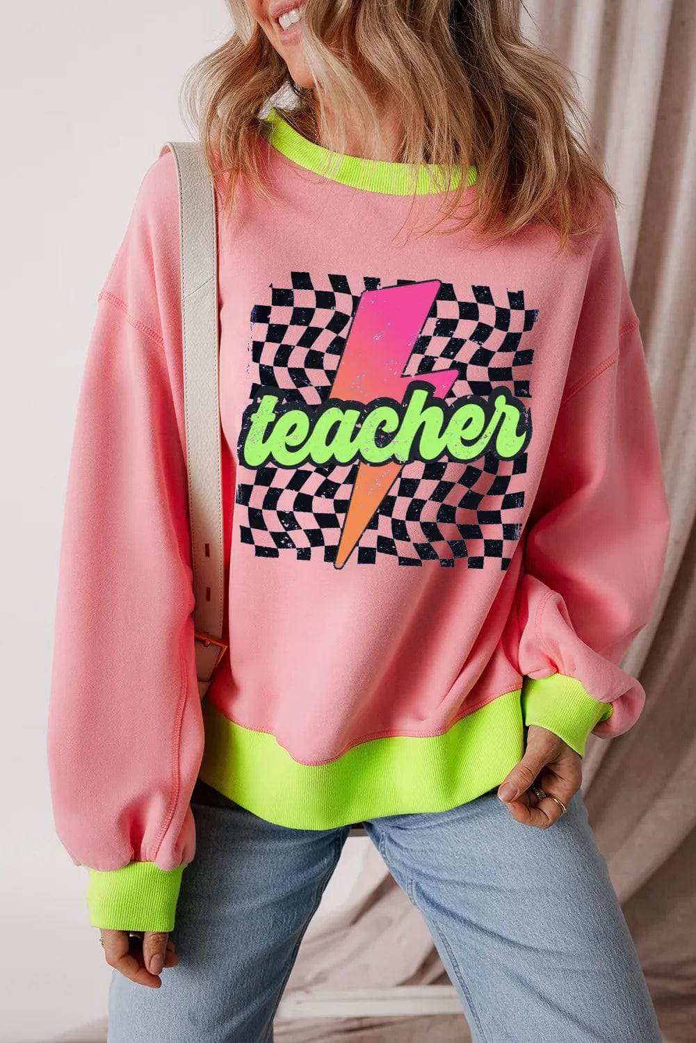 Graphic Round Neck Long Sleeve Sweatshirt - Trendsi - Flyclothing LLC
