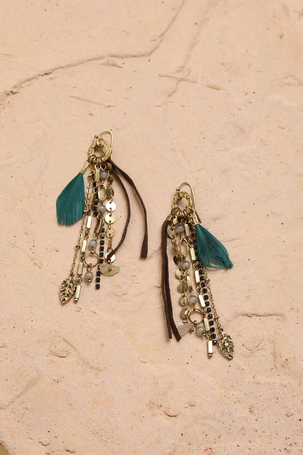Feather Combo Dangling Earrings - Boho Clothing and Accessories - Flyclothing LLC