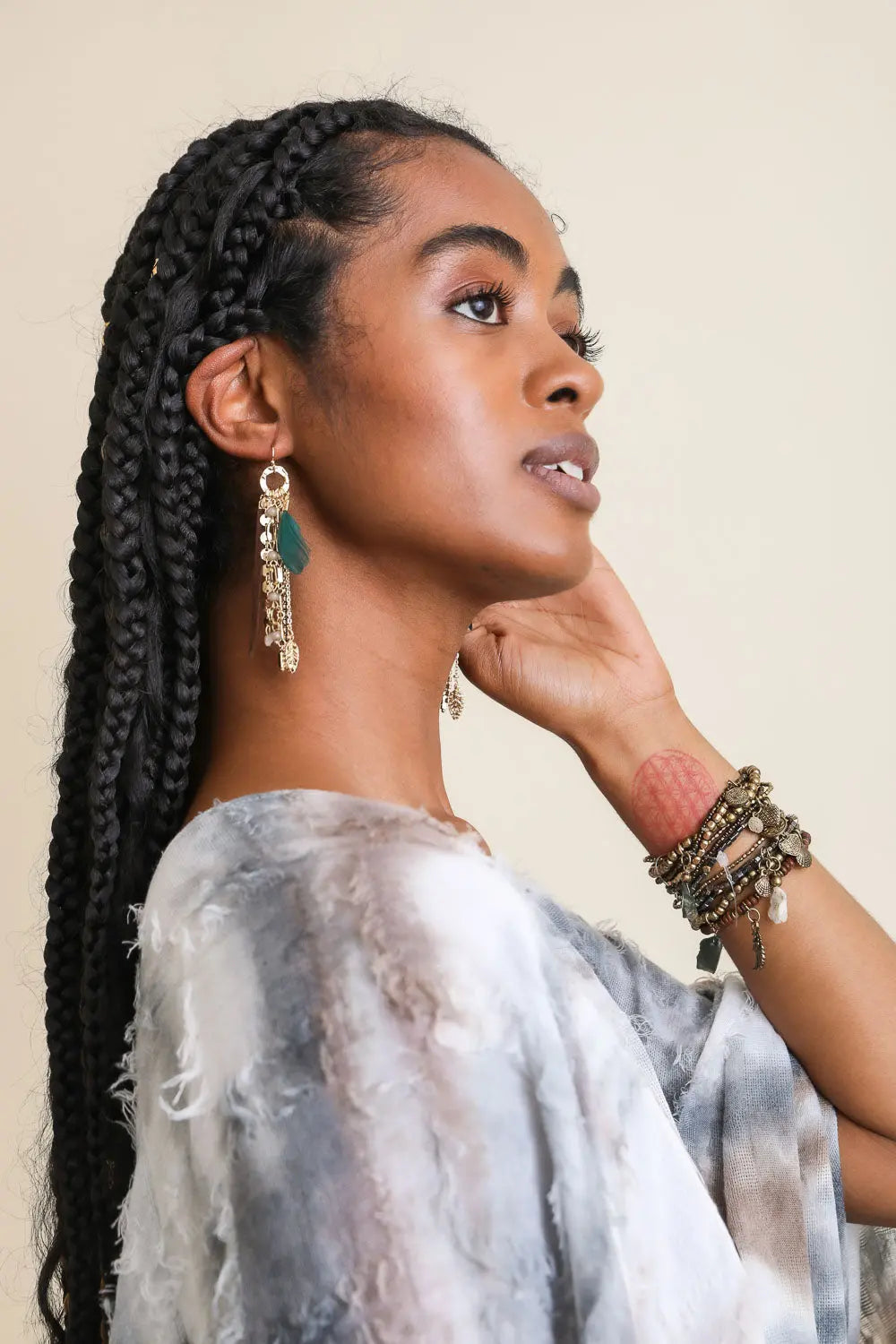 Feather Combo Dangling Earrings - Boho Clothing and Accessories - Flyclothing LLC