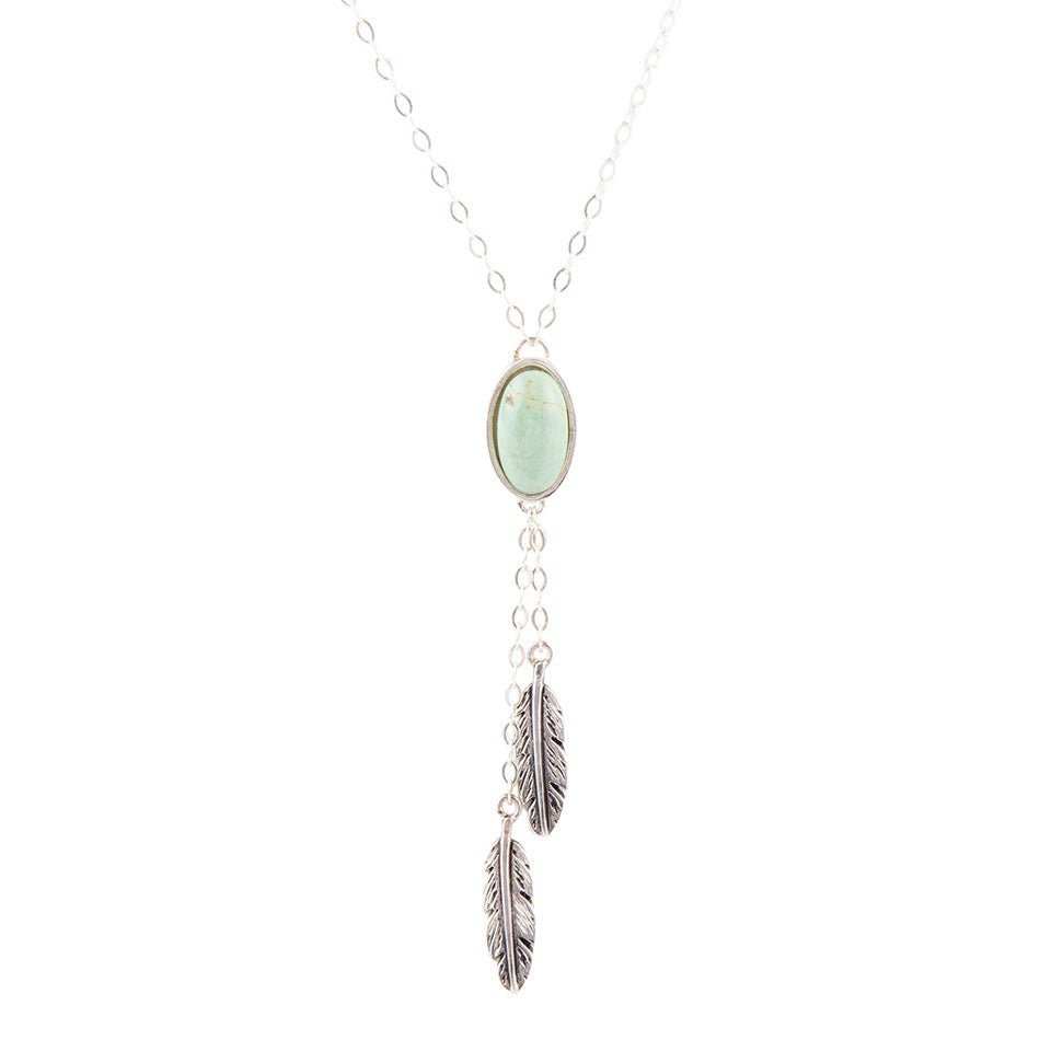 Feather Green Turquoise and Sterling Silver Necklace - Barse Jewelry - Flyclothing LLC
