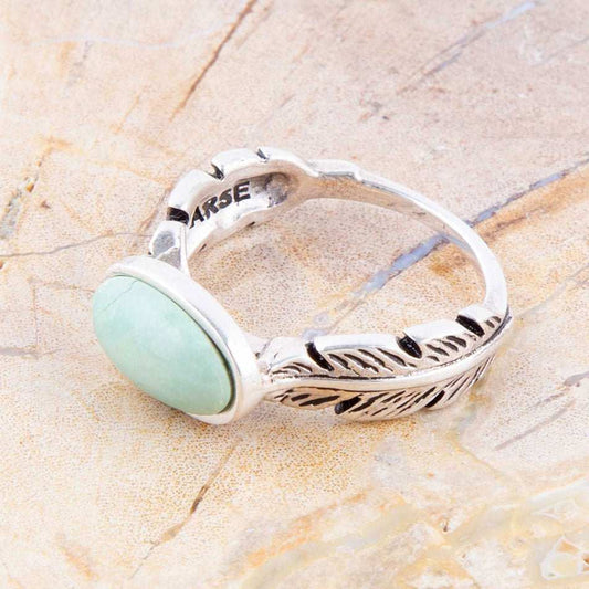 Feather Green Turquoise and Sterling Silver Ring - Barse Jewelry - Flyclothing LLC