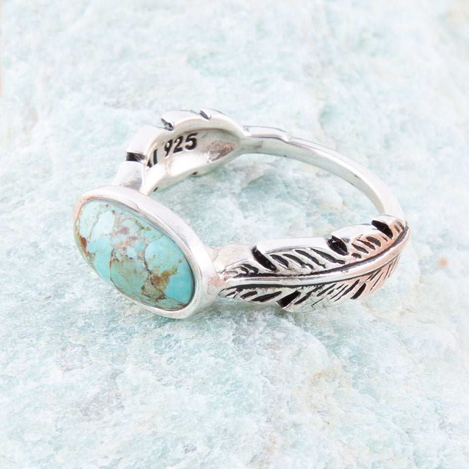 Feather Sterling Silver and Blue Turquoise Ring - Barse Jewelry - Flyclothing LLC