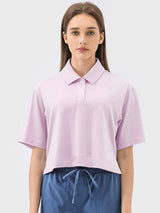 Half Button Short Sleeve Active T-Shirt - Trendsi - Flyclothing LLC