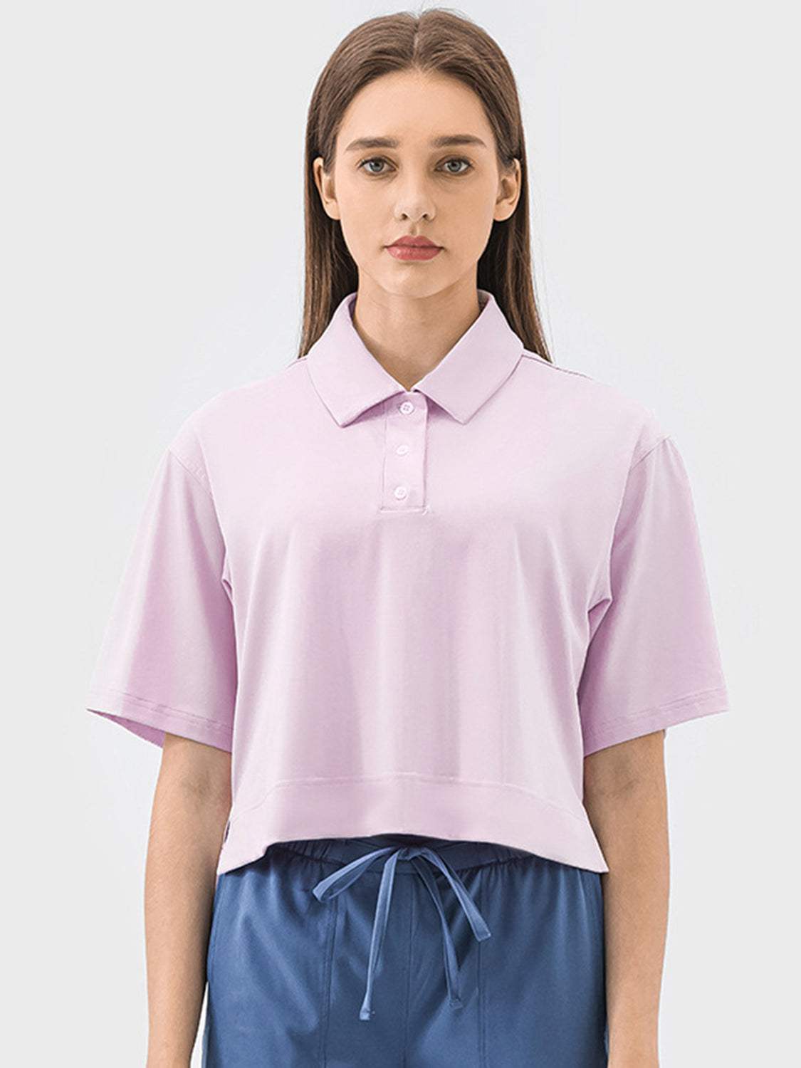 Half Button Short Sleeve Active T-Shirt - Trendsi - Flyclothing LLC