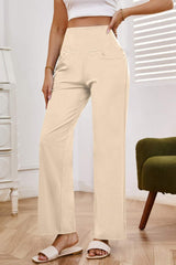 High Waist Wide Leg Pants with Pockets - Trendsi - Flyclothing LLC