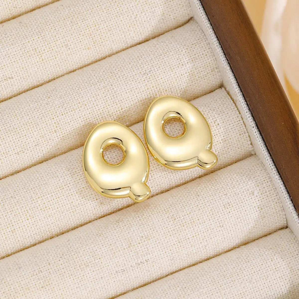 18K Gold-Plated Bubble Letter Stud Earrings - Trendsi - Flyclothing LLC