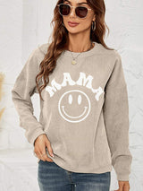 Round Neck Long Sleeve MAMA Graphic Sweatshirt - Trendsi - Flyclothing LLC