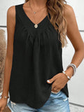 Ruched V-Neck Wide Strap Tank - Trendsi