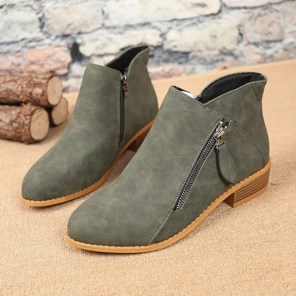 Size Zipper Block Heels Boots - Trendsi - Flyclothing LLC