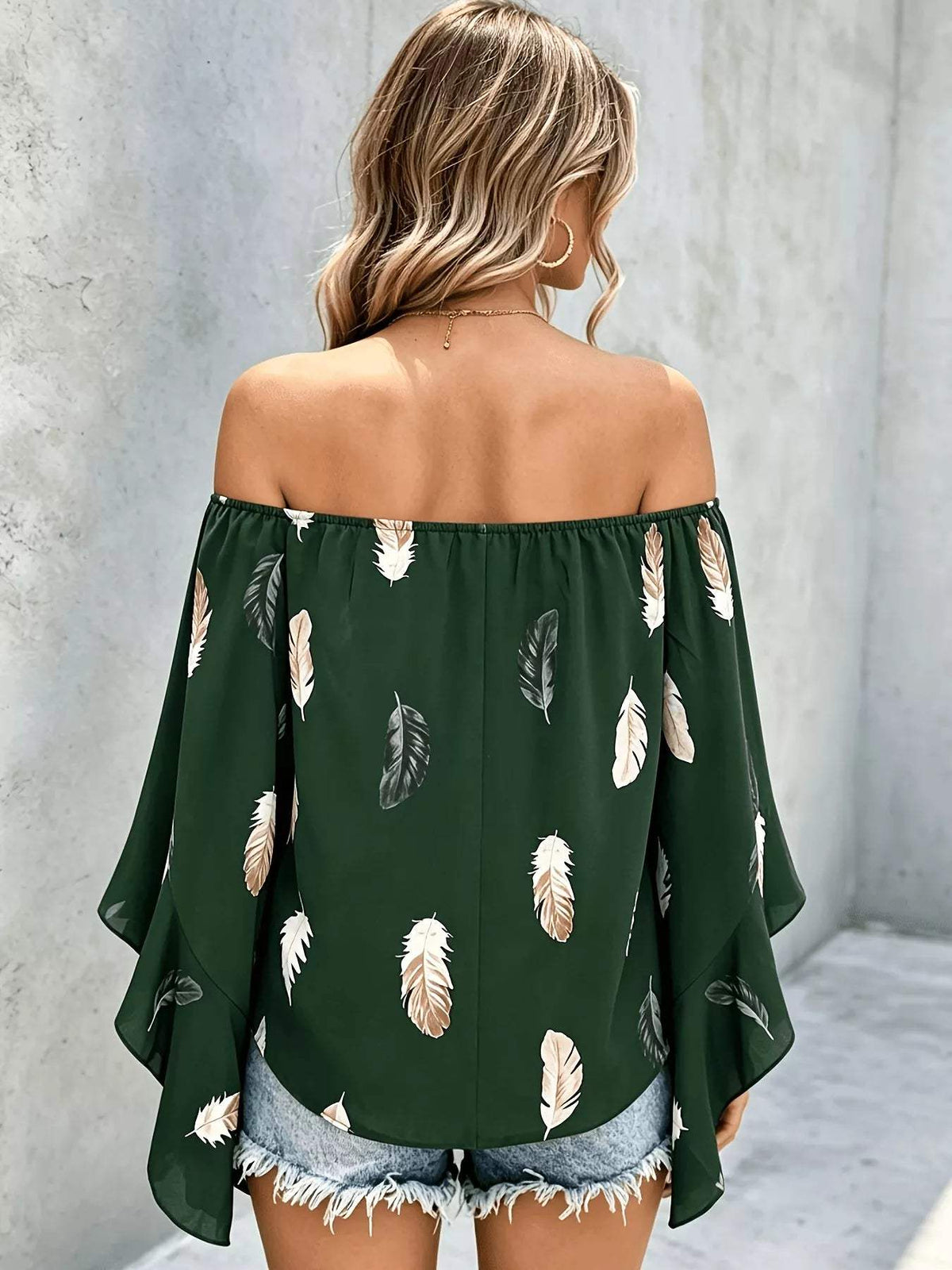 Printed Off Shoulder Blouse - Trendsi - Flyclothing LLC