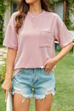 Round Neck Half Sleeve T-Shirt - Trendsi - Flyclothing LLC
