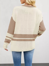 Color Block Side Slit Sweater - Trendsi - Flyclothing LLC