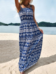 Printed Square Neck Sleeveless Maxi Dress - Trendsi