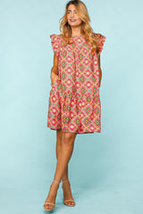 Haptics Full Size Ruffled Printed Dress with Side Pockets - Trendsi