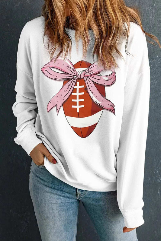 Football Round Neck Long Sleeve Sweatshirt - Trendsi - Flyclothing LLC