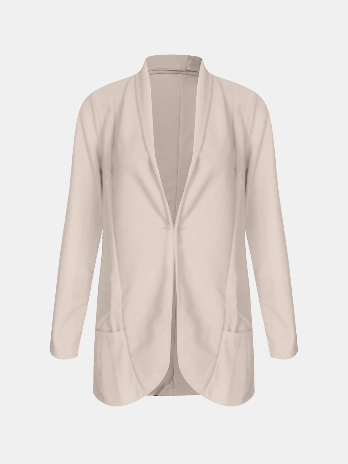 Collared Neck Long Sleeve Blazer - Trendsi
