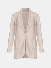 Collared Neck Long Sleeve Blazer - Trendsi