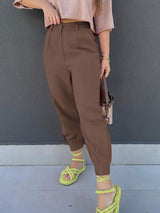 High Waist Cropped Pants - Trendsi - Flyclothing LLC