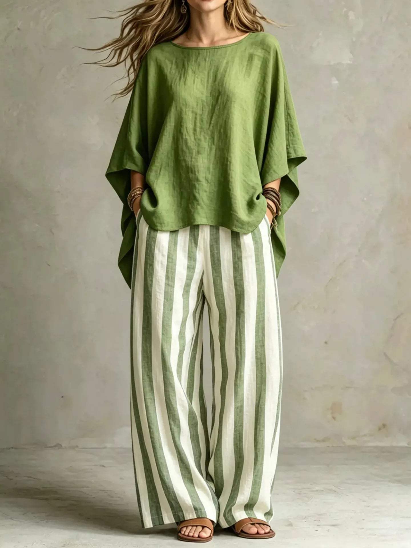 Full Size Solid Color Top and Pants Set Plus Size - Trendsi - Flyclothing LLC