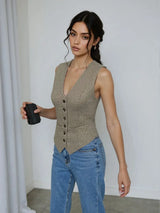 Plaid Button Down Vest - Trendsi - Flyclothing LLC