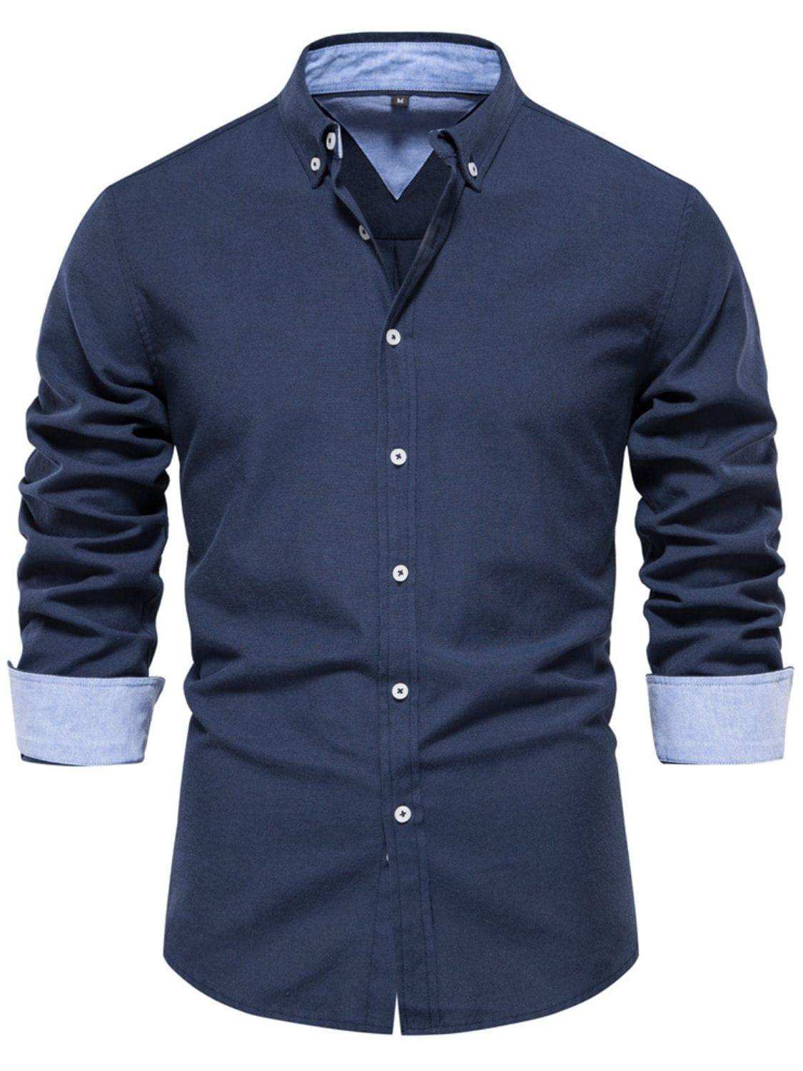 Men's Button Down Collared Neck Shirt - Trendsi - Flyclothing LLC