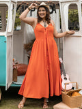 Plus Size Halter Neck Midi Dress - Trendsi