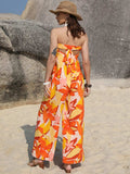 Tied Printed Tube Wide Leg Jumpsuit - Trendsi - Flyclothing LLC