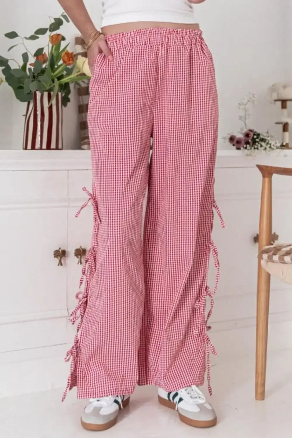 Side Tied Pants with Pockets - Trendsi - Flyclothing LLC
