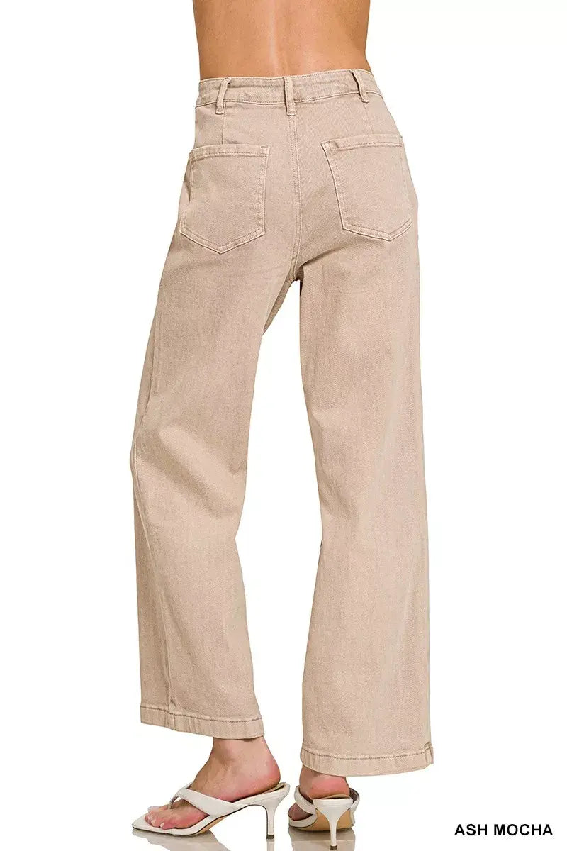 Zenana Straight Leg Utility Pocket Jeans - Trendsi - Flyclothing LLC