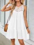Ruffled Hem Lace Sleeveless Dress - Trendsi