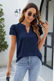 Ruffled Notched Short Sleeve Blouse - Trendsi - Flyclothing LLC