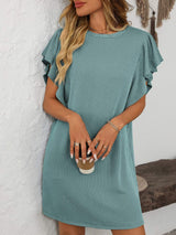 Mandy Ruffled Round Neck Short Sleeve Dress - Trendsi - Flyclothing LLC