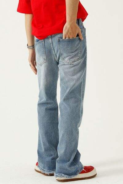 Raw Hem Jeans with Pockets - Trendsi - Flyclothing LLC
