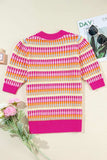 Contrast Round Neck Half Sleeve Knit Top - Trendsi - Flyclothing LLC