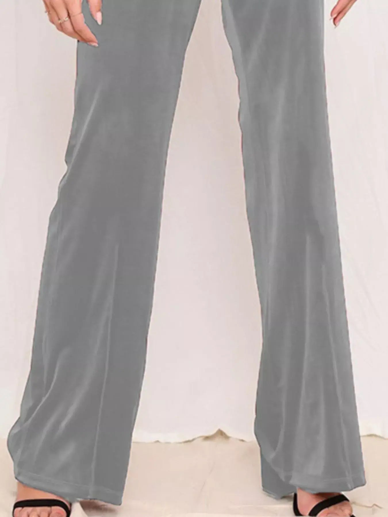 Full Size Velvet Wide Leg Pants Plus Size - Trendsi - Flyclothing LLC