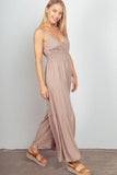 VERY J Sleeveless Ruched Wide Leg Jumpsuit - Trendsi