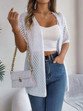 Openwork Open Front Half Sleeve Cardigan - Trendsi - Flyclothing LLC