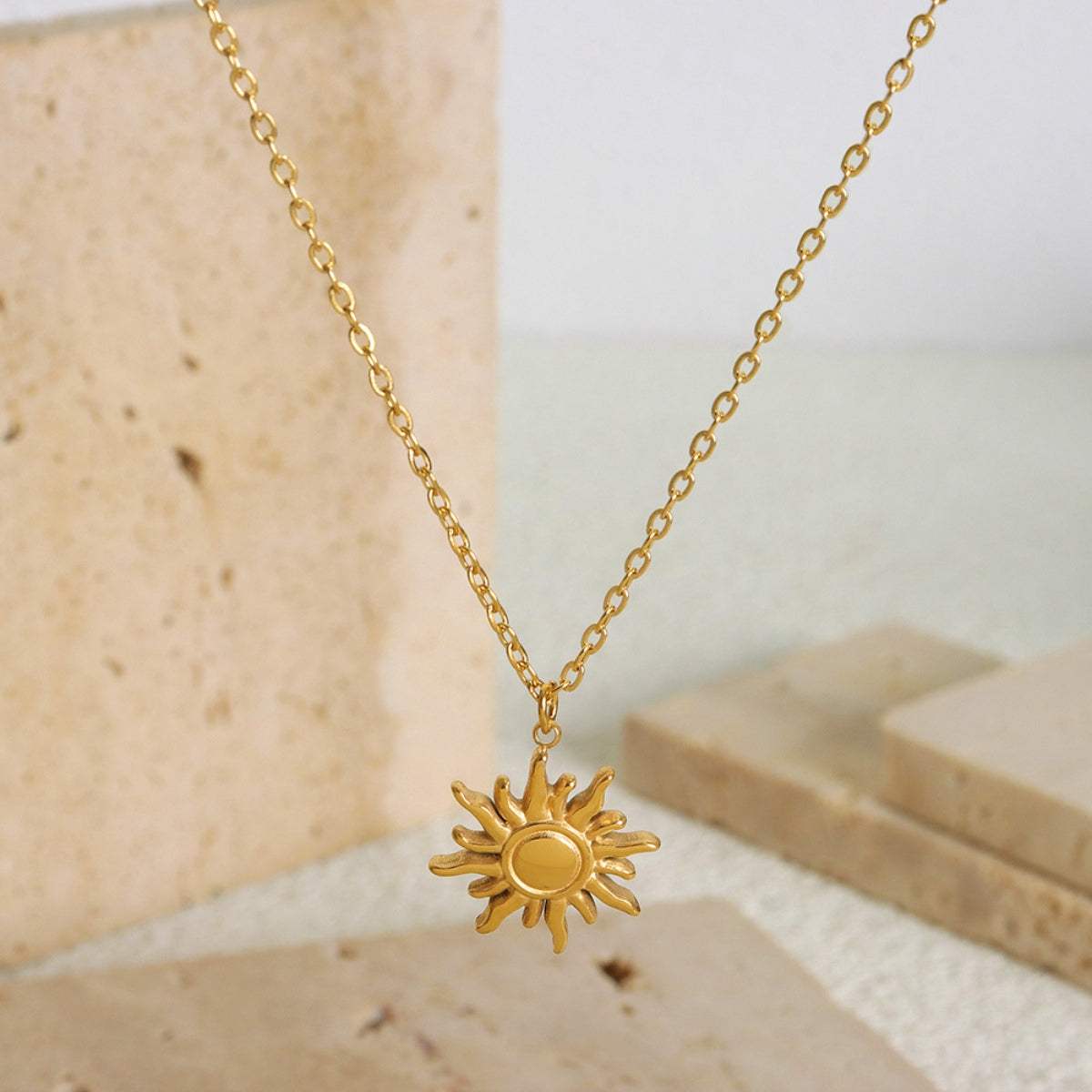Titanium Steel Sun Shape Pendant Necklace - Trendsi - Flyclothing LLC