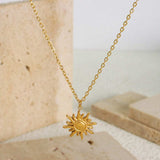 Titanium Steel Sun Shape Pendant Necklace - Trendsi - Flyclothing LLC