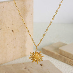 Titanium Steel Sun Shape Pendant Necklace Trendsi