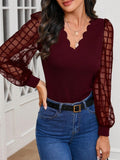 V-Neck Long Sleeve Top - Trendsi